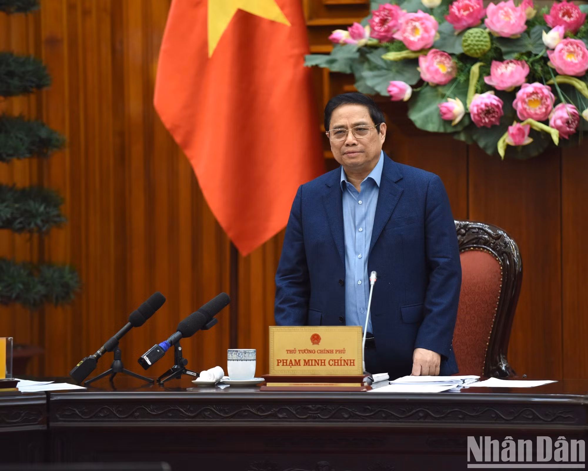 Pham Minh Chinh habló en la reunión.