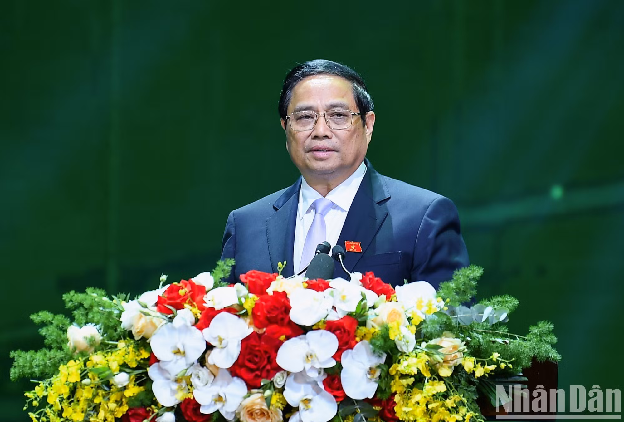 El primer ministro de Vietnam, Pham Minh Chinh, habla en el evento. El primer ministro de Vietnam, Pham Minh Chinh, habla en el evento.