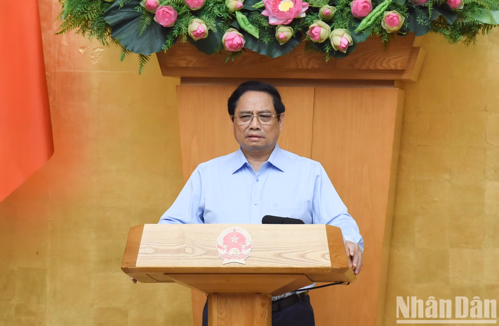El primer ministro de Vietnam, Pham Minh Chinh, habla en la cita.
