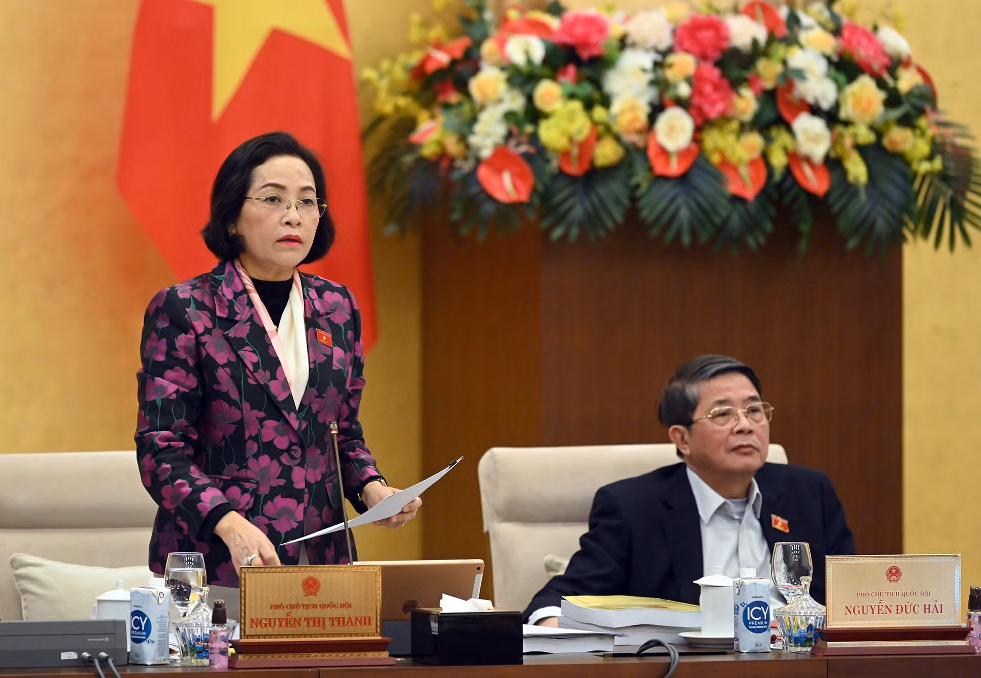 La vicepresidenta de la ANV, Nguyen Thi Thanh, presenta su opinión.