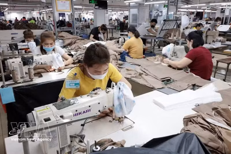 La empresa textil TDT Thai Nguyen fabrica prendas de vestir para su exportación al mercado de la Unión Europea. (Foto: VNA)