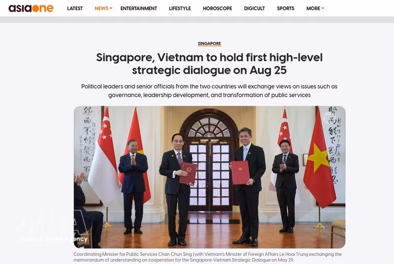 Medios singapurenses destacan el primer Diálogo Estratégico entre Vietnam y Singapur. (Foto: VNA)
