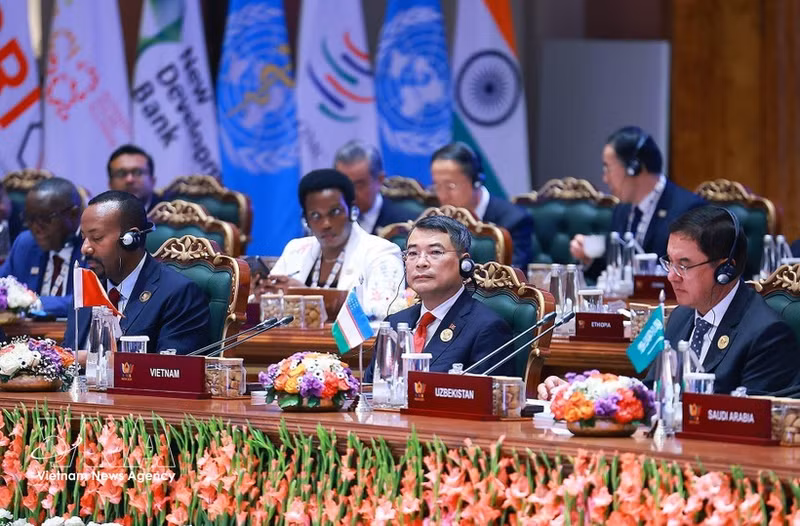 El primer ministro de Vietnam, Le Minh Hung, en la XVIII Cumbre de los BRICS. (Foto: VNA)