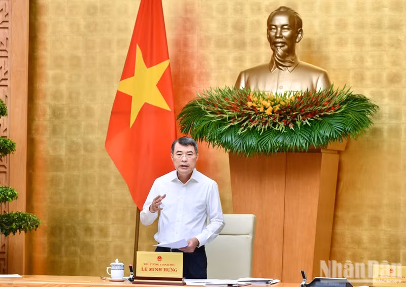 El primer ministro de Vietnam, Le Minh Hung, habla en la reunión. (Foto: Thanh Giang)