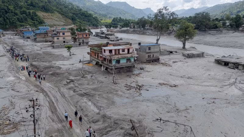 Escena de inundaciones y deslizamientos de tierra en el distrito de Nuwakot, Nepal, el 27 de agosto de 2026. (Foto: Xinhua/VNA)