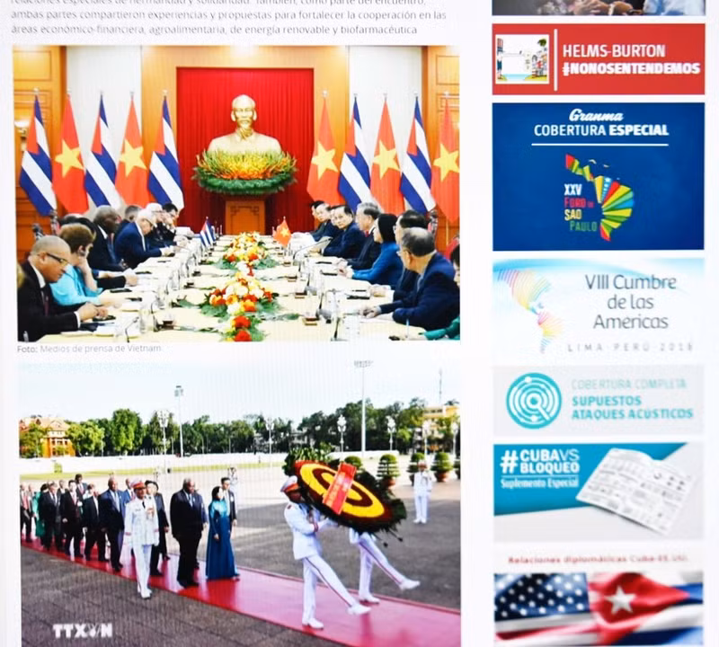 Un artículo publicado por el periódico Granma. (Foto: Captura de pantalla/VNA)