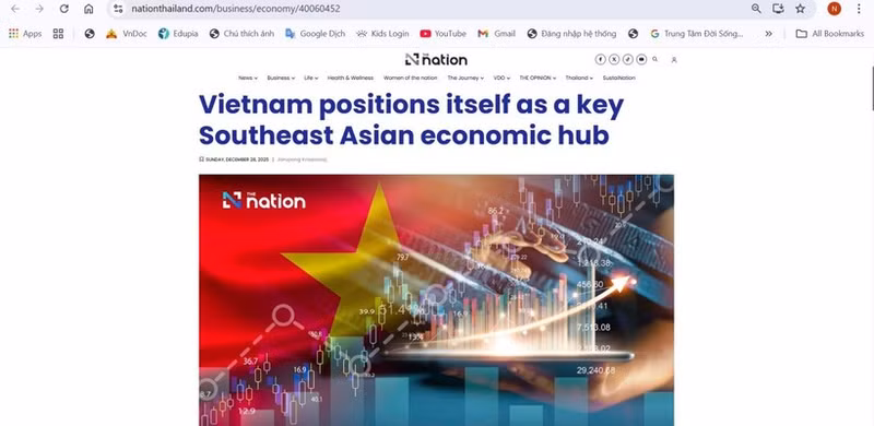 El periódico tailandés The Nation publicó el 28 de diciembre un artículo en el que destaca que Vietnam se está consolidando rápidamente como un centro económico fundamental en el Sudeste Asiático. (Foto: VNA)