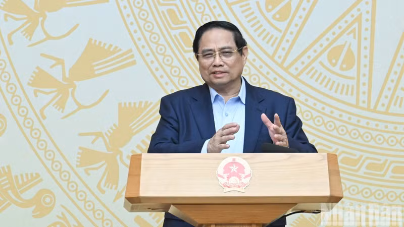 El primer ministro de Vietnam, Pham Minh Chinh, interviene en la sesión. (Foto: Nhan Dan)