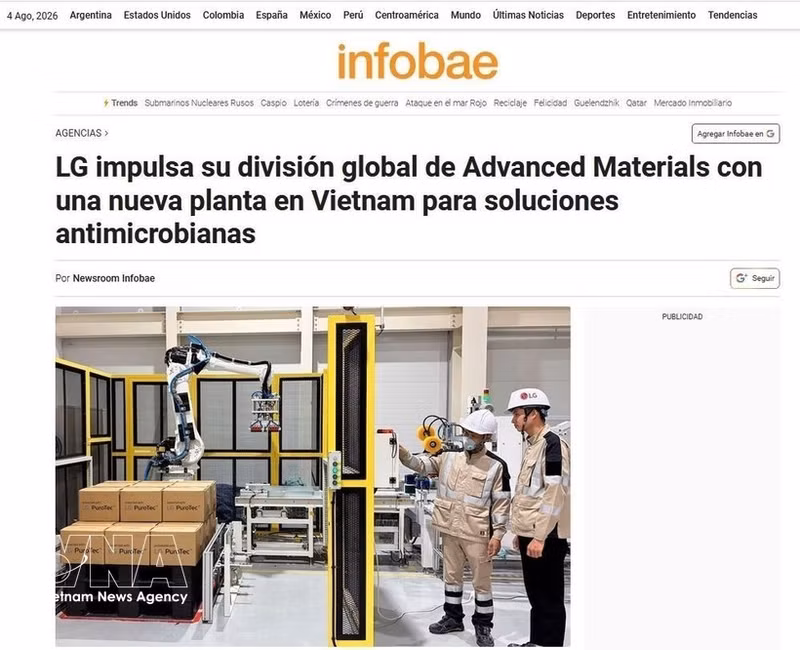 El artículo recién publicado por el medio argentino Infobae sobre Vietnam. (Foto: VNA)