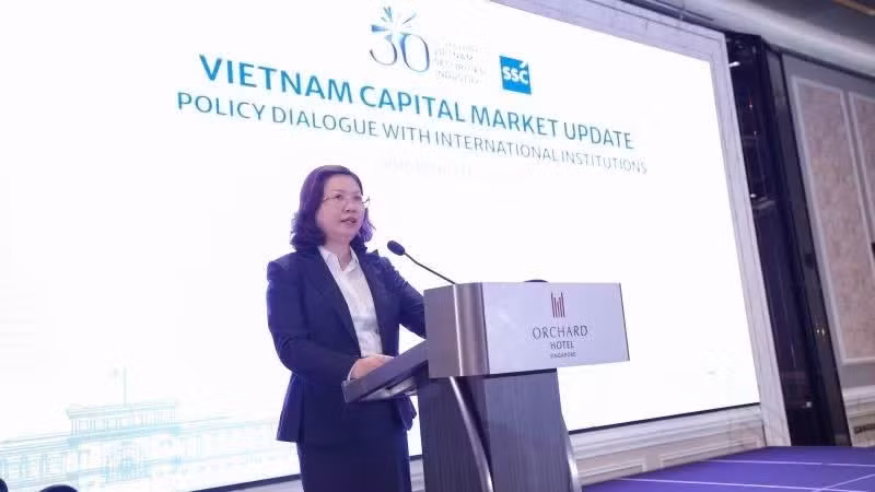La presidenta de la SSC, Vu Thi Chan Phuong, habla en la cita. (Foto: SSC)