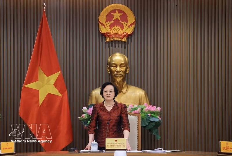 La viceprimera ministra Pham Thi Thanh Tra preside la conferencia. (Foto: VNA)