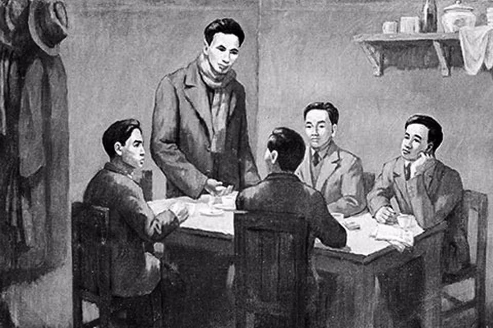 En nombre de la Internacional Comunista, el camarada Nguyen Ai Quoc preside una conferencia en Hong Kong (China) del 6 de enero al 7 de febrero de 1930, para unificar las organizaciones comunistas y establecer el Partido Comunista de Vietnam. (Foto: VNA)