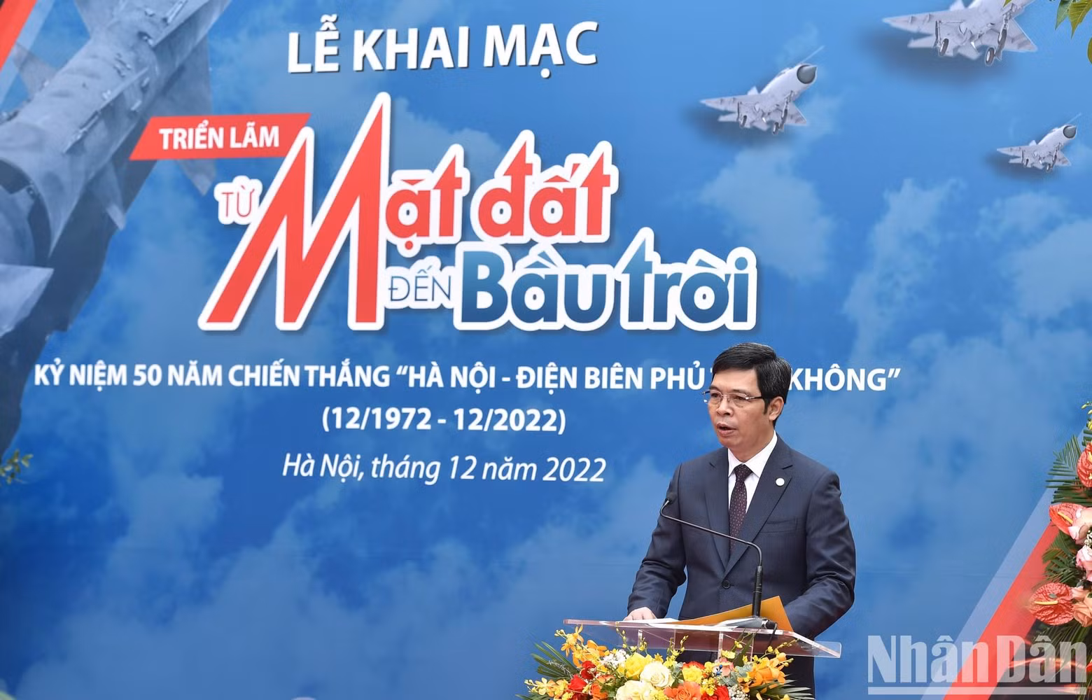 El director del Centro de Preservación de Patrimonio Thang Long-Hanói, Nguyen Thanh Quang, pronuncia el discurso inaugural.