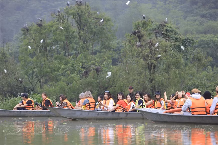 Los turistas visitan la zona turística de Thung Nham. (Foto: VNA)