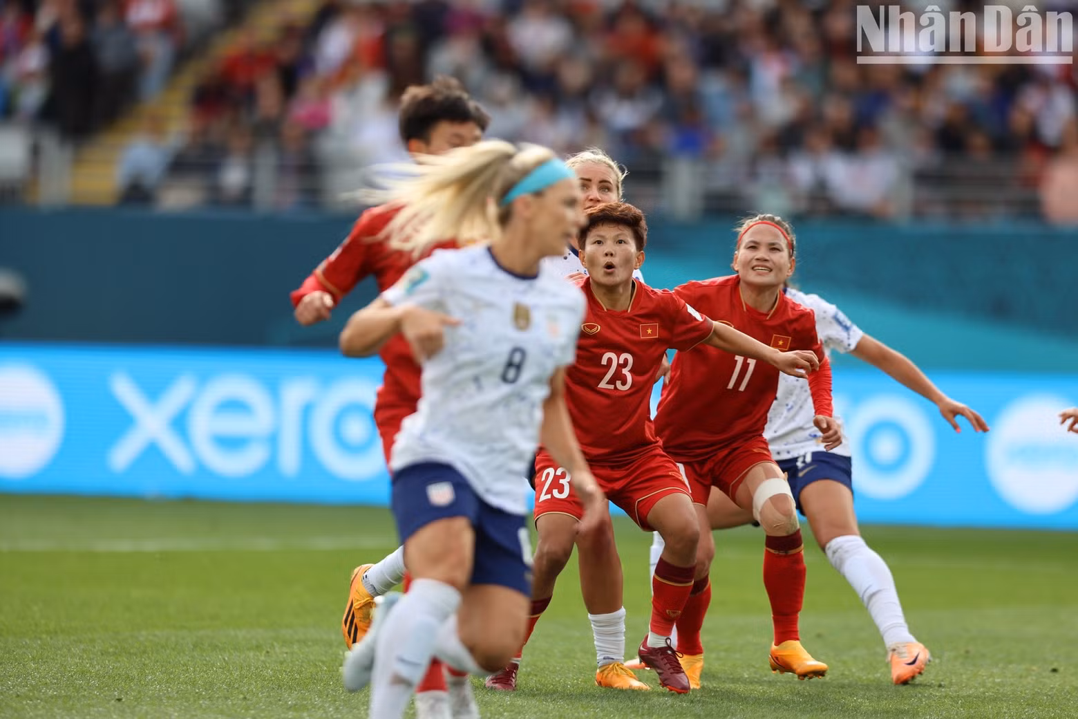 La defensa del once vietnamita estuvo sometida a un acoso constante por parte de las vigentes campeonas del mundo.