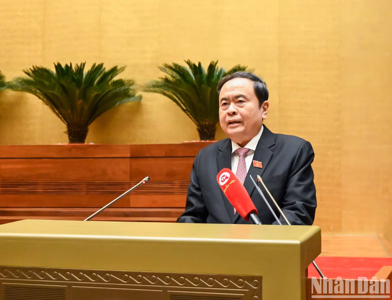 Tran Thanh Man habla en la reunión.