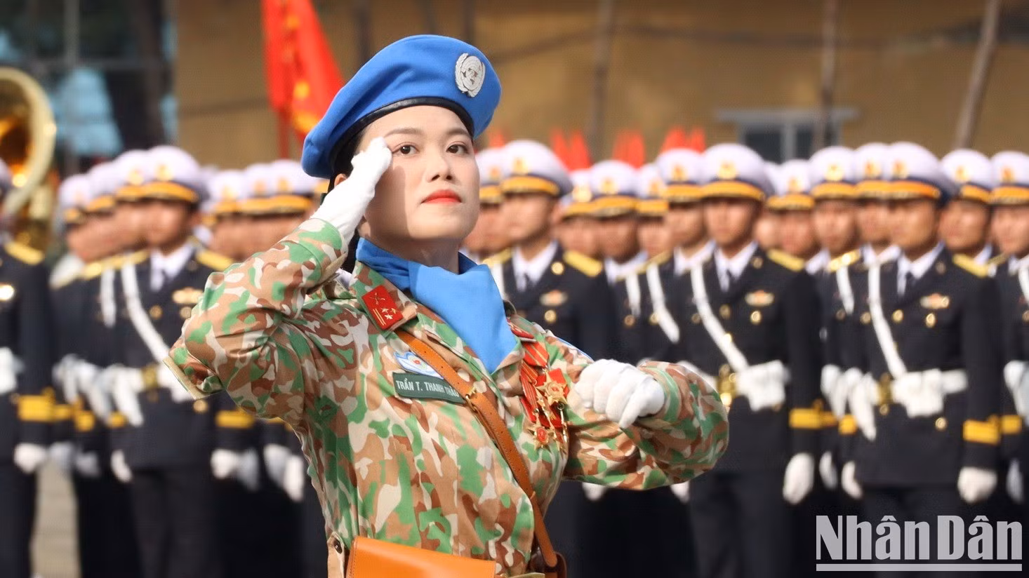 Jefa del bloque de la fuerza femenina de mantenimiento de la paz del Ejército Popular de Vietnam.