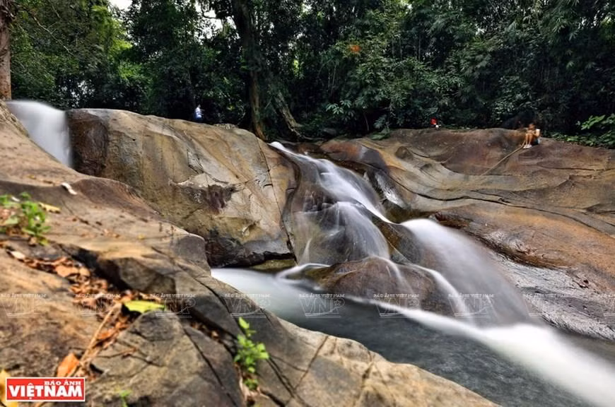 La cascada de rocas de granito (también conocida como la cascada Truot), ubicada en el Parque Nacional Ta Dung, tiene un llamativo paisaje. (Fotografía: VNA)