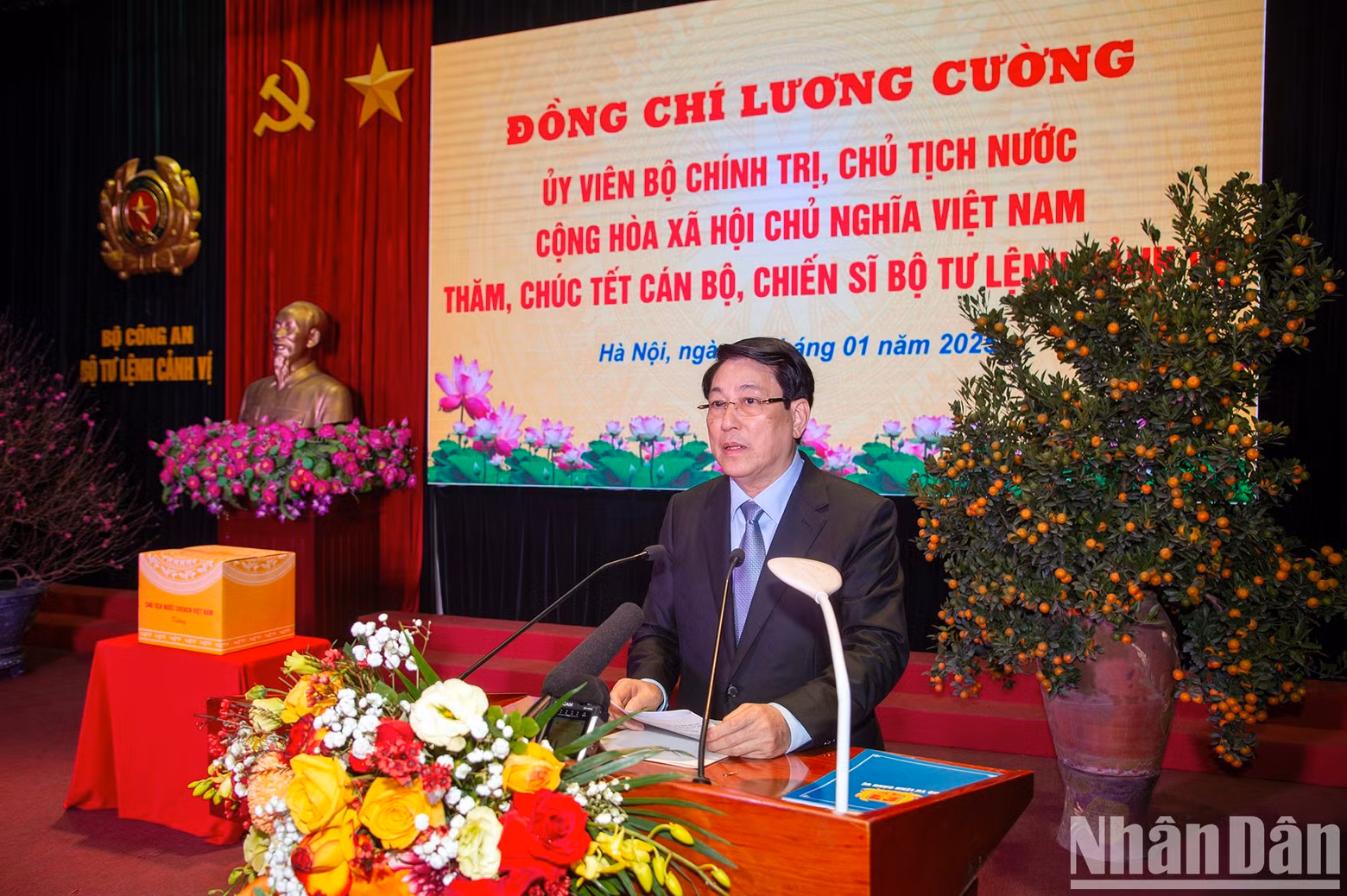 El presidente Luong Cuong habla en el acto. El presidente Luong Cuong habla en el acto.