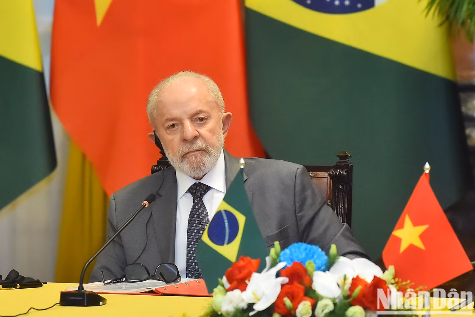 El presidente brasileño, Luiz Inácio Lula da Silva, habla en la rueda de prensa.