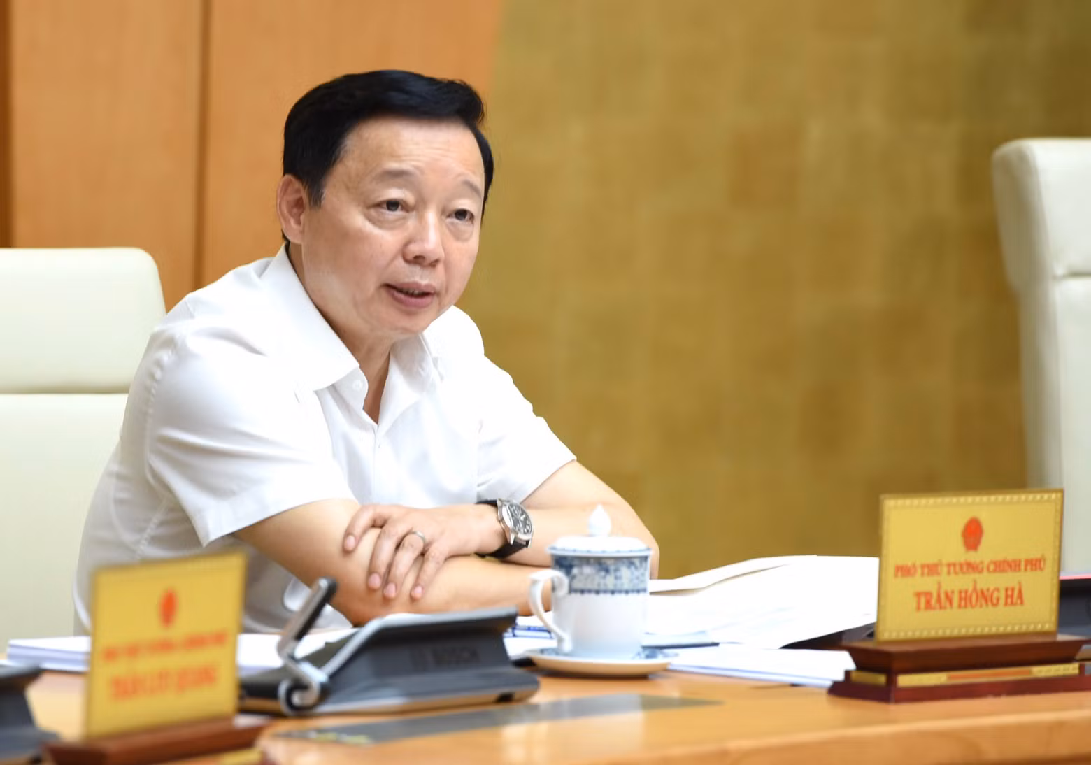 El viceprimer ministro Tran Hong Ha, interviene en la cita.
