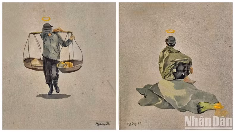 Algunas obras del pintor Nguyen Duy Dat.