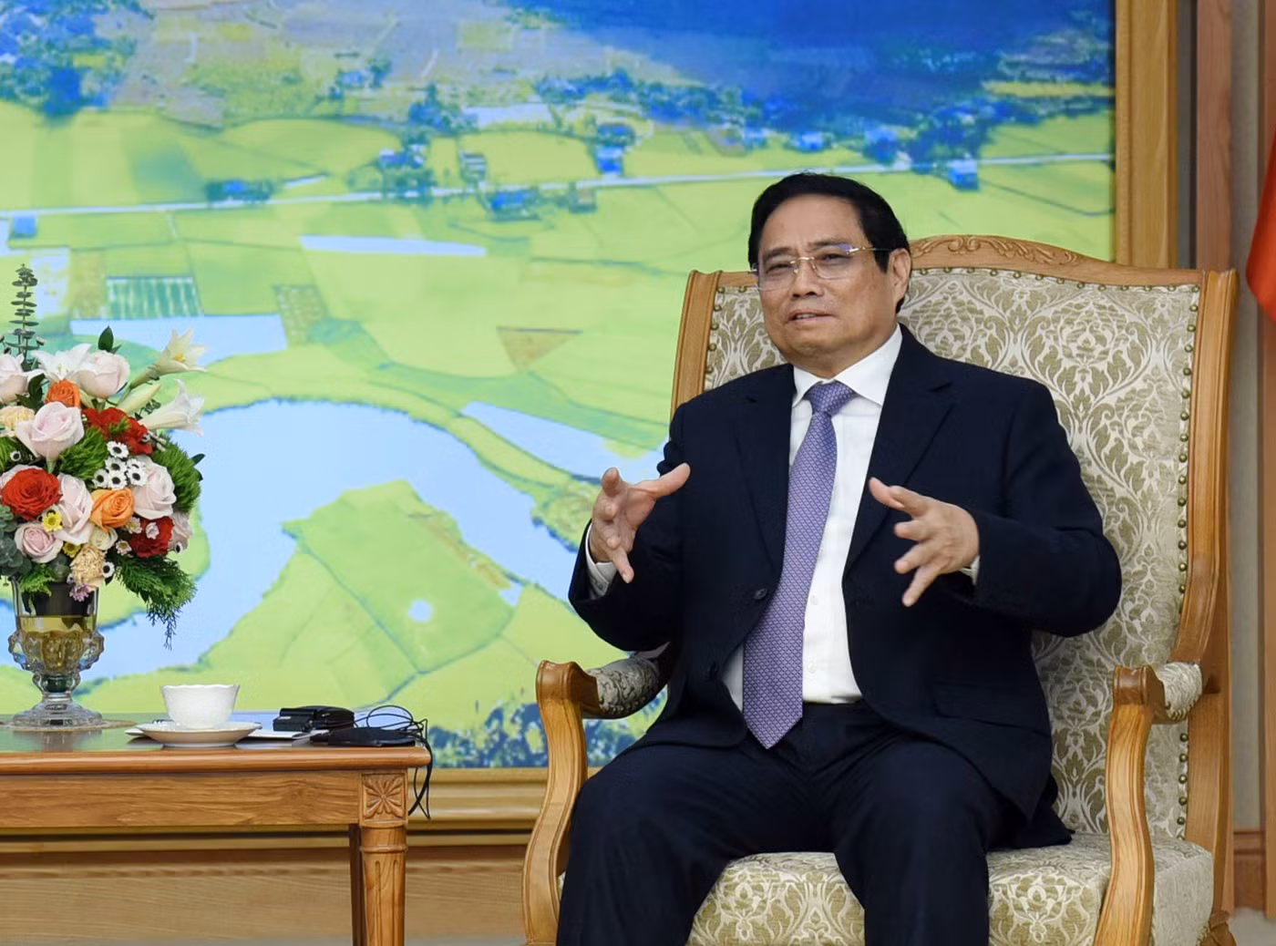 El premier vietnamita habla en el encuentro. El premier vietnamita habla en el encuentro.