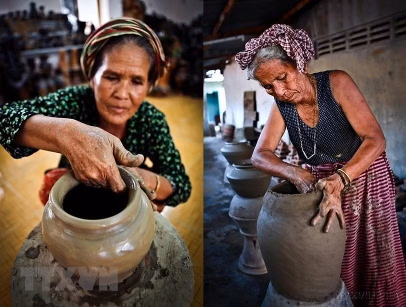 Artistas de la aldea de Bau Truc, en la provincia de Ninh Thuan.