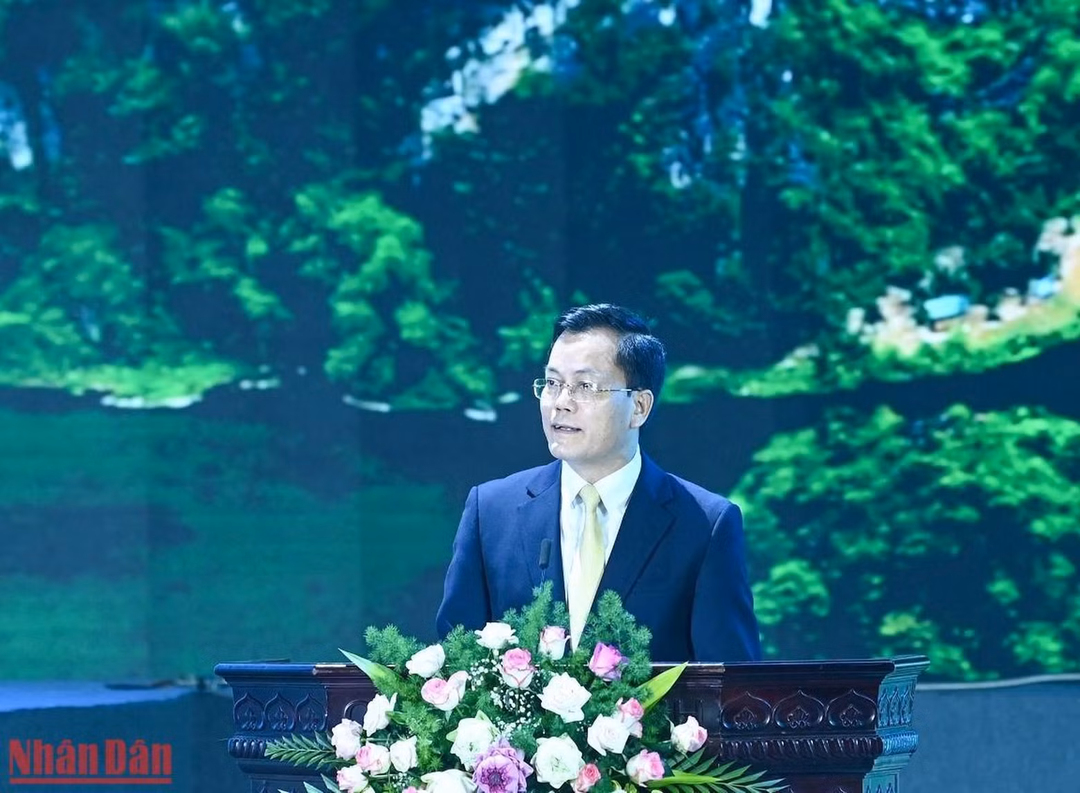 El viceministro de Relaciones Exteriores y presidente de la Comisión Nacional de Vietnam para la Unesco, Ha Kim Ngoc, en su discurso.