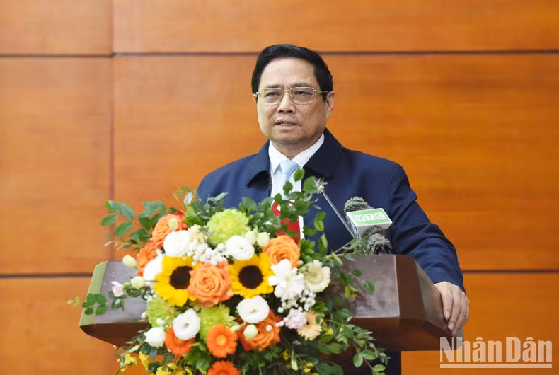 El jefe de Gobierno vietnamita habla en el evento. El jefe de Gobierno vietnamita habla en el evento.