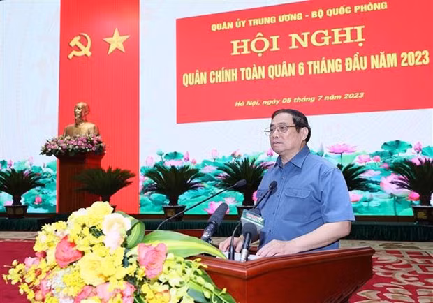 El primer ministro de Vietnam, Pham Minh Chinh, interviene en la cita (Foto:VNA)