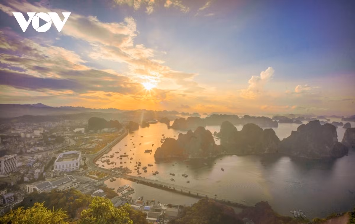 Desde la cima de la montaña se pueden divisar una esquina de la bahía de Ha Long y una panorámica desde Hon Gai hasta Bai Chay. Al amanecer, la escena se magnifica con el rocío de la mañana alrededor de las islas rocosas onduladas, y al atardecer, las calles se iluminan intensamente. Desde la cima de la montaña se pueden divisar una esquina de la bahía de Ha Long y una panorámica desde Hon Gai hasta Bai Chay. Al amanecer, la escena se magnifica con el rocío de la mañana alrededor de las islas rocosas onduladas, y al atardecer, las calles se iluminan intensamente.