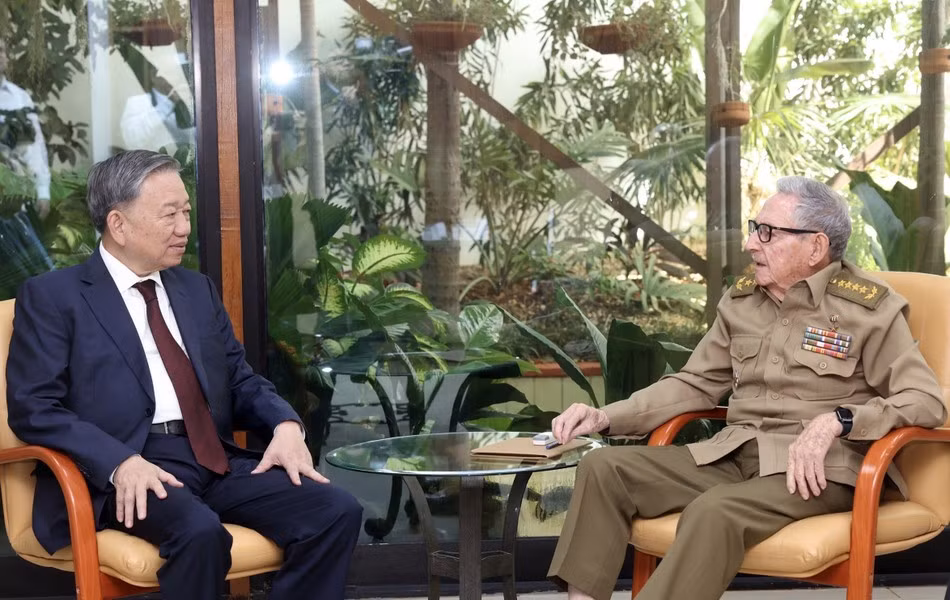 El máximo dirigente vietnamita y el líder de la Revolución Cubana, General de Ejército Raúl Castro Ruz.