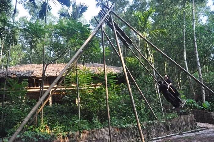 Un rincón verde en el Área de Reserva de Aldea de Casas sobre Pilotes Ecológicas Thai Hai (Foto: thaihai.vn)