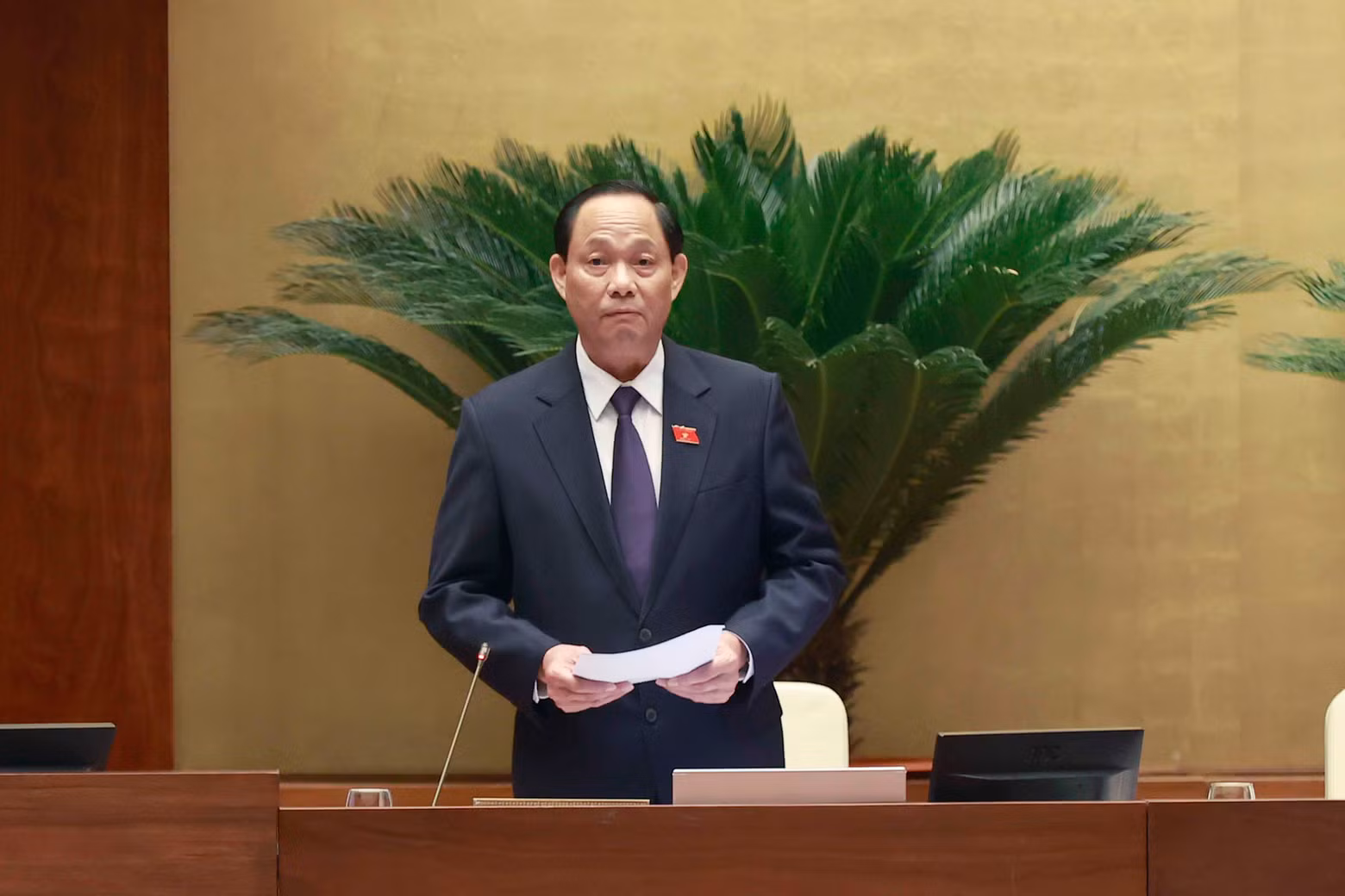 El vicepresidente de la Asamblea Nacional de Vietnam, Tran Quang Phuong preside la reunión.