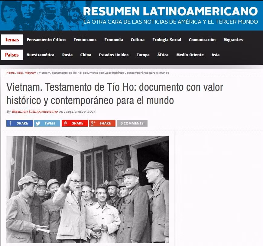 Otro artículo sobre el Presidente Ho Chi Minh. (Foto: VNA)