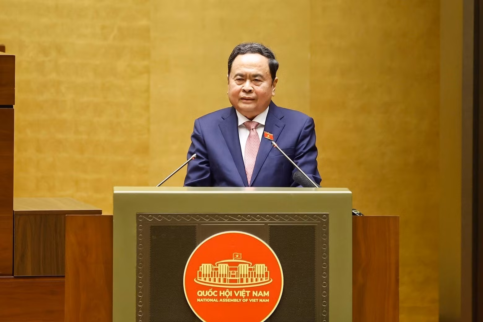 El presidente de la AN, Tran Thanh Man, interviene en el encuentro. (Foto: VNA)