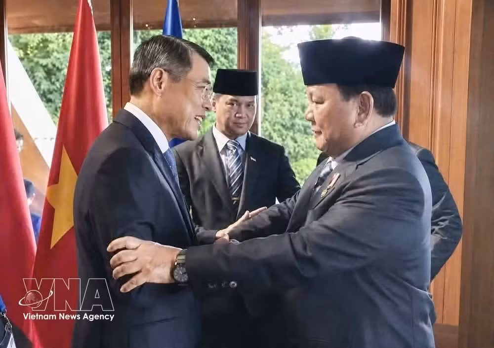 El primer ministro de Vietnam, Le Minh Hung, (izquierda) y el presidente indonesio, Prabowo Subianto. (Foto: VNA)