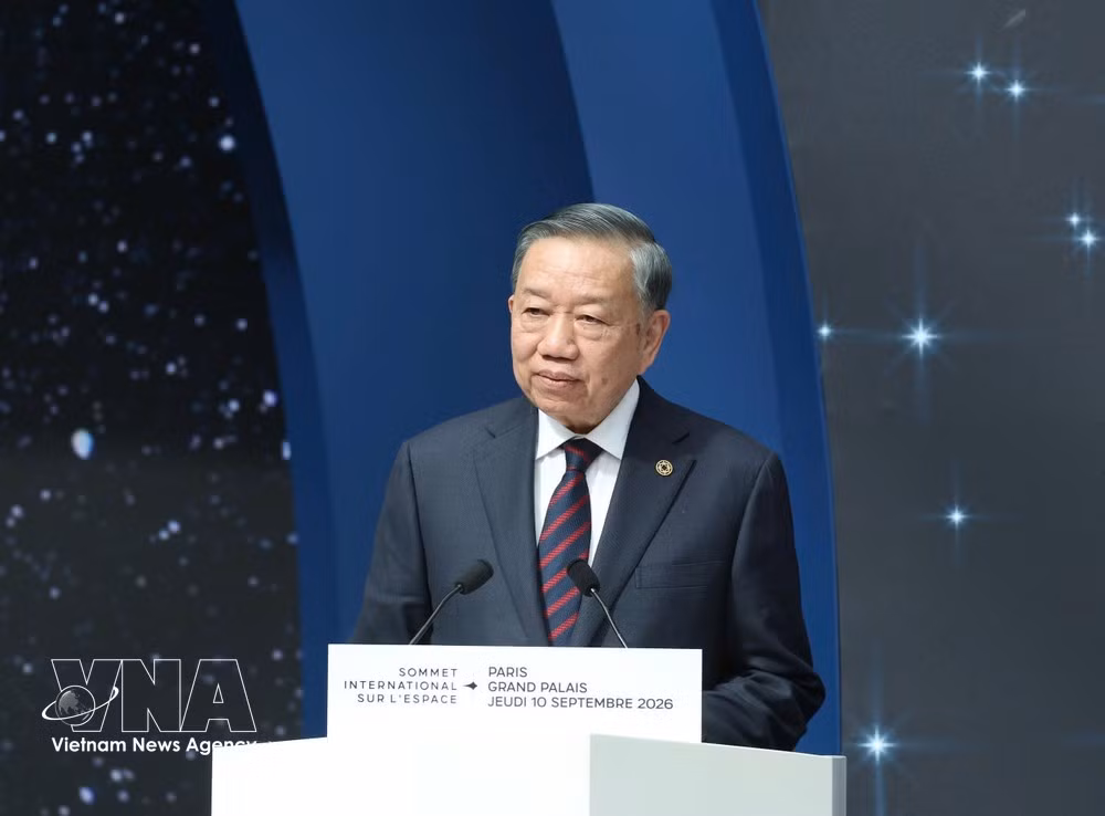 El secretario general del Partido Comunista de Vietnam y presidente del país, To Lam, habla en la cita (Foto: VNA)