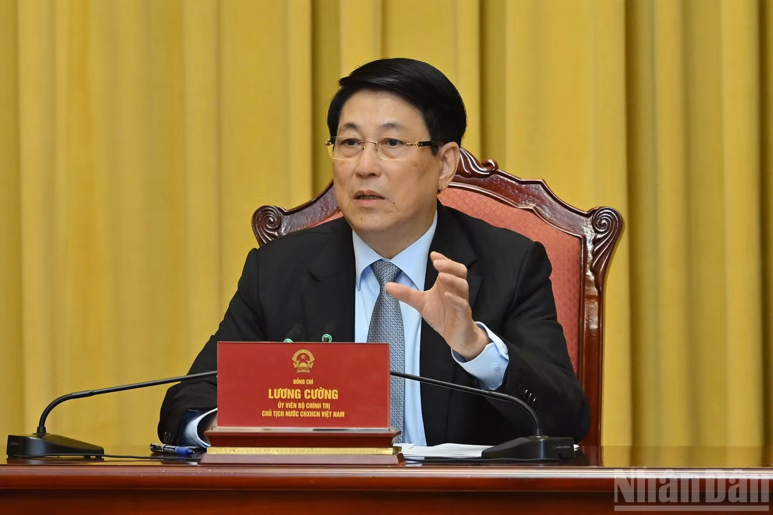 El presidente Luong Cuong interviene en el acto.