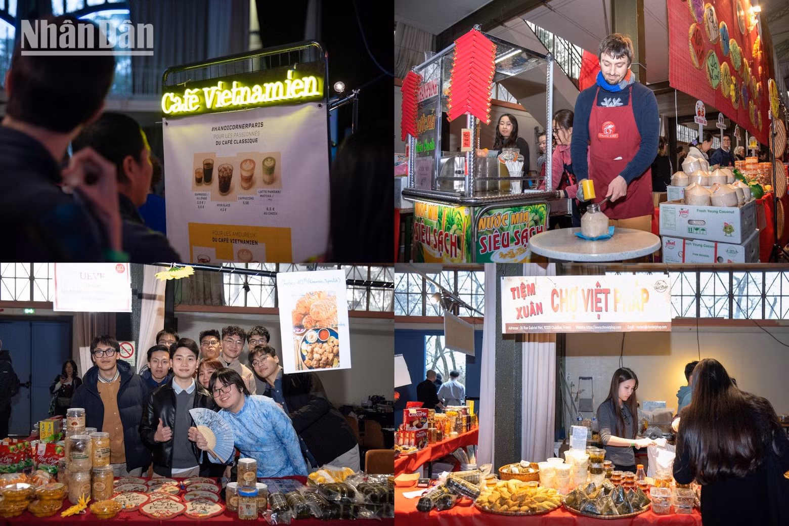 En el entorno histórico del Palacio Cultural Baltard, los compatriotas se sumergen en un ambiente cultural impregnado de identidad vietnamita, con puestos de gastronomía tradicional, especialidades regionales y productos de artesanía.
