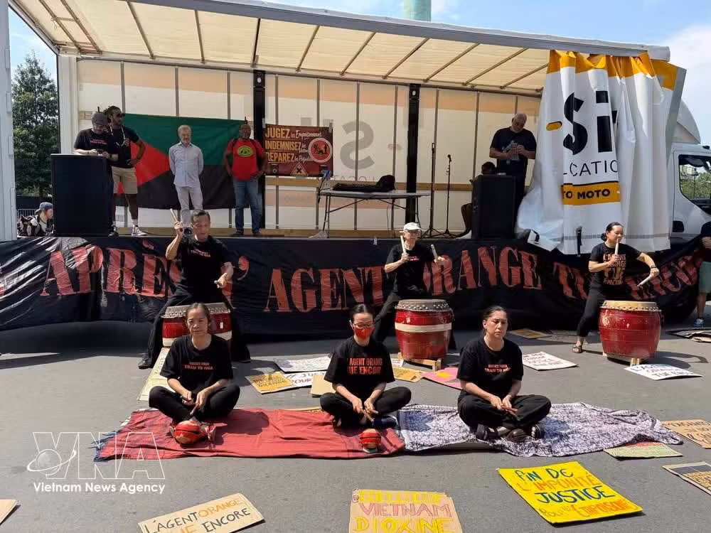 Una actuación de los miembros de la organización Collectif Vietnam Dioxine (Foto: VNA)
