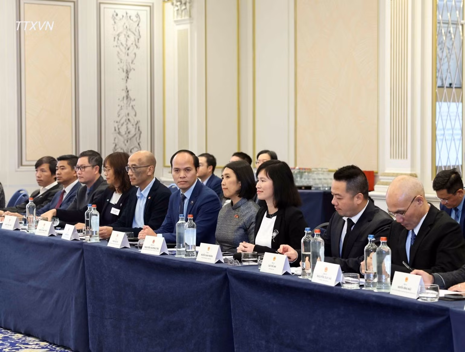 Expertos e intelectuales vietnamitas residentes en Bélgica y Luxemburgo en la reunión. (Foto: VNA)