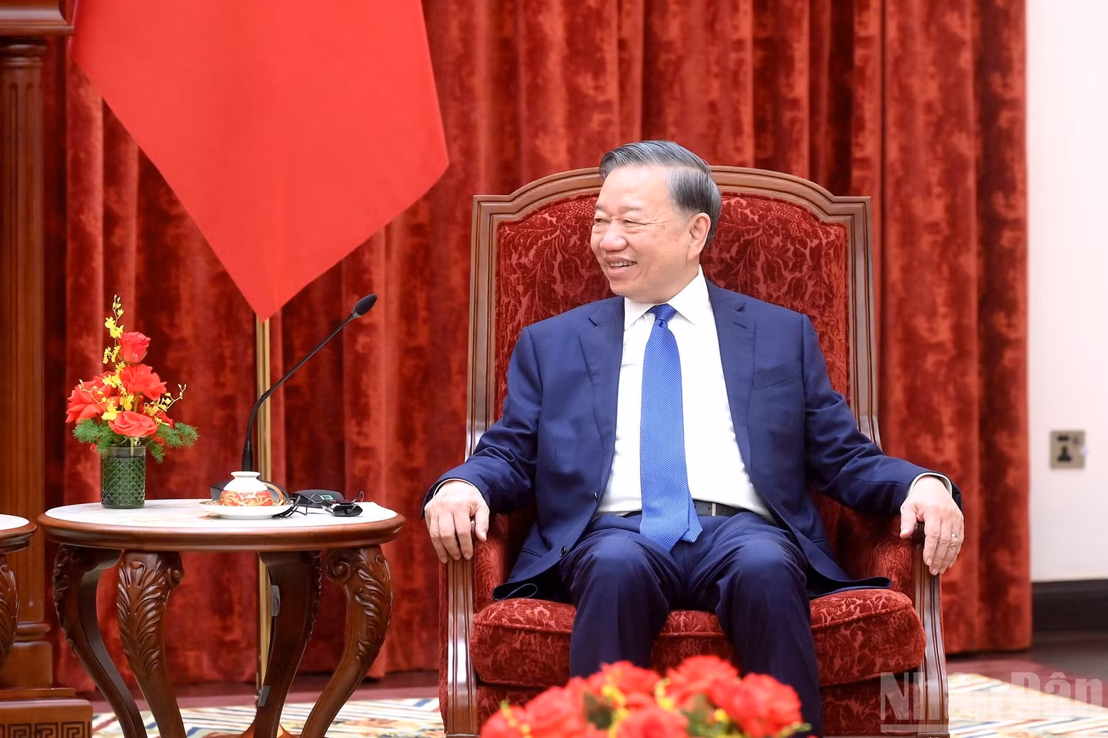 El secretario general del PCV y presidente de Vietnam, To Lam, interviene durante el encuentro.