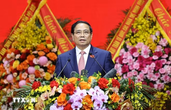El primer ministro de Vietnam, Pham Minh Chinh, habla en el evento. (Foto: VNA)