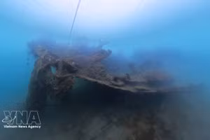 El "barco sin número" C143 yace sumergido en el fondo del mar tras más de seis décadas. (Foto: VNA)