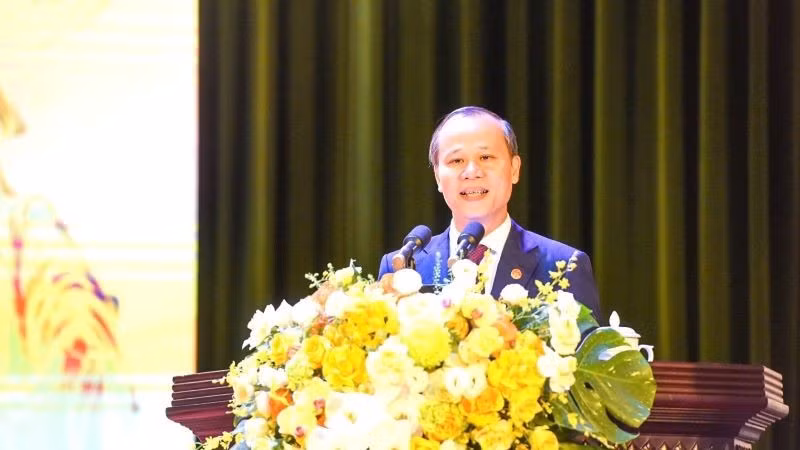 El doctor Mai Son, vicepresidente permanente del Comité Popular de la ciudad de Bac Ninh, interviene en el seminario. (Foto: VG)