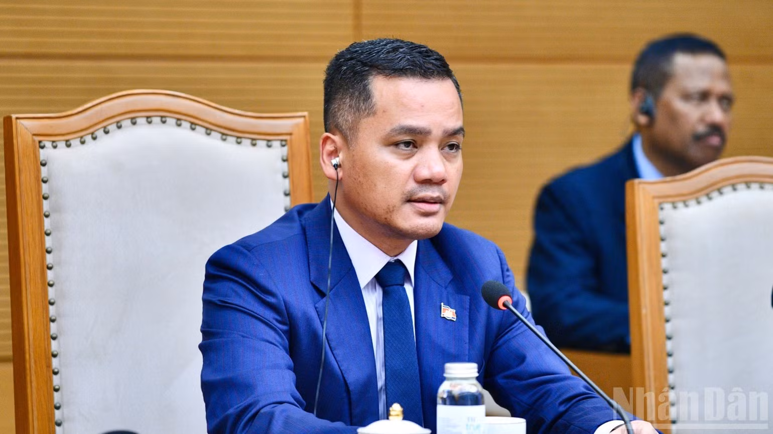 El viceprimer ministro y titular del Interior de Camboya, Sar Sokha, en el evento.