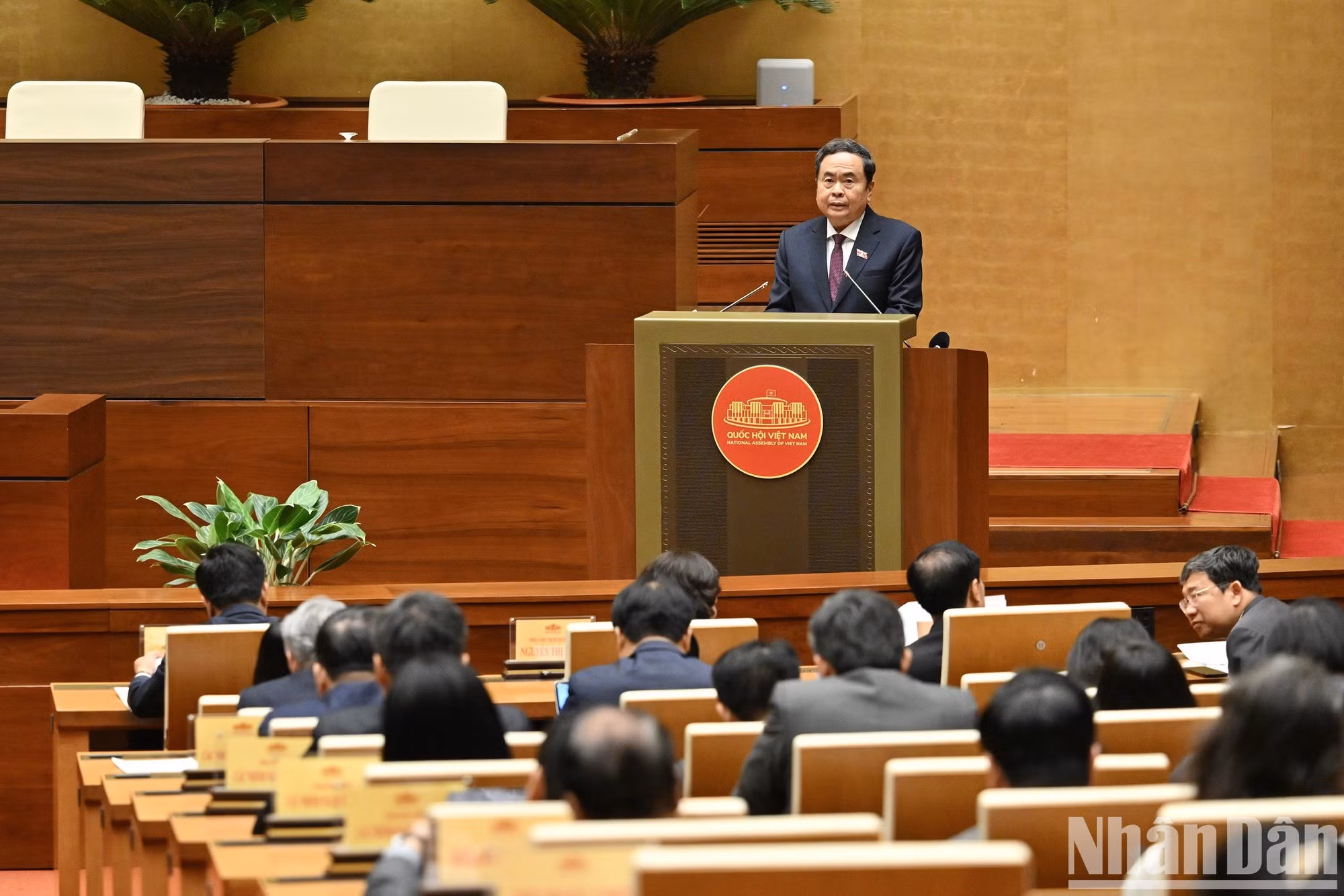 El presidente de la Asamblea Nacional, Tran Thanh Man, interviene en la ceremonia