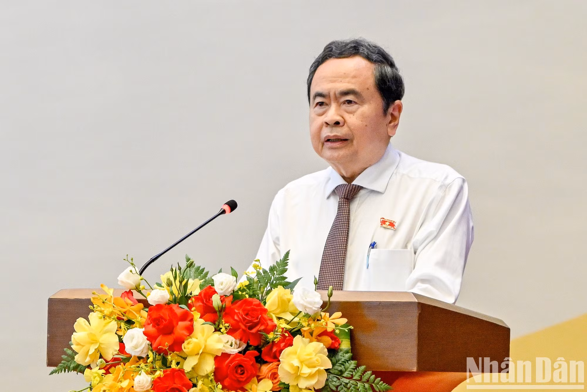 Tran Thanh Man pronuncia el discurso inaugural de la conferencia.
